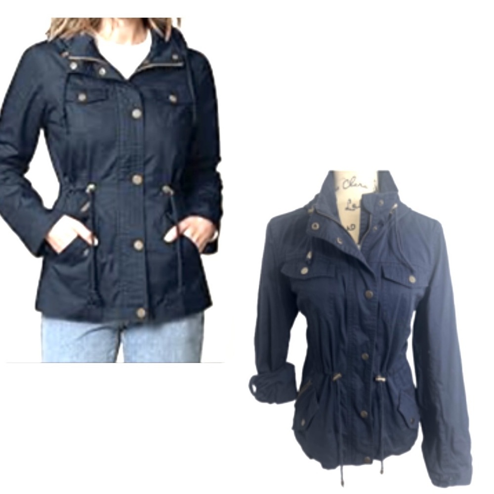 Ashley By 26‎ Navy Blue Hood Utility Jacket.
